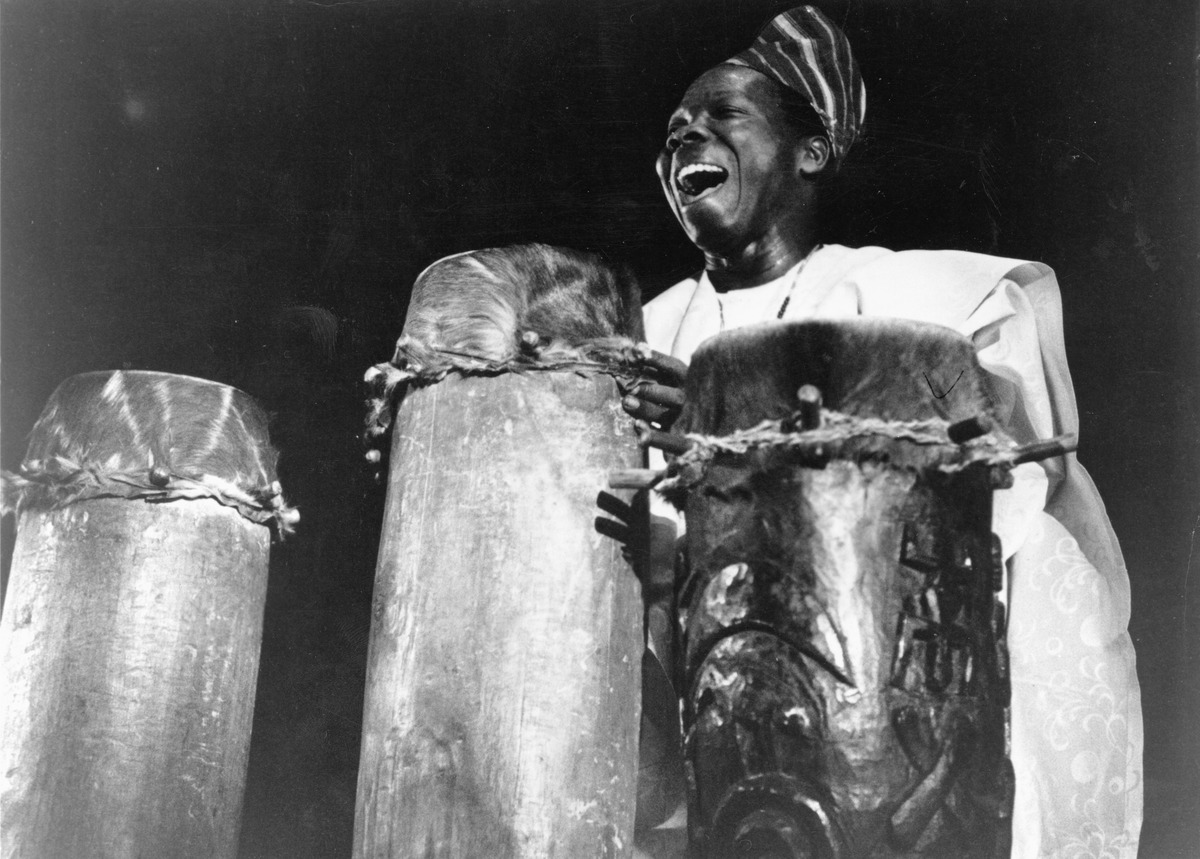 Michael Babatunde Olatunji performs “Drums of Passion,” ca. 1960. Founder of the Olatunji Center for African Culture in Harlem, established with the support of John Coltrane. Image courtesy of Northeastern University Archives & Special Collections.